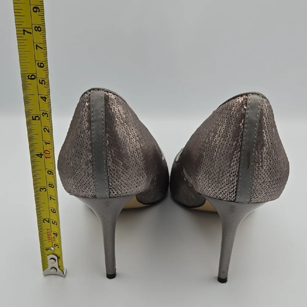 White House Black Market Gracelynn Hematite Sequin Heel, Size 9
